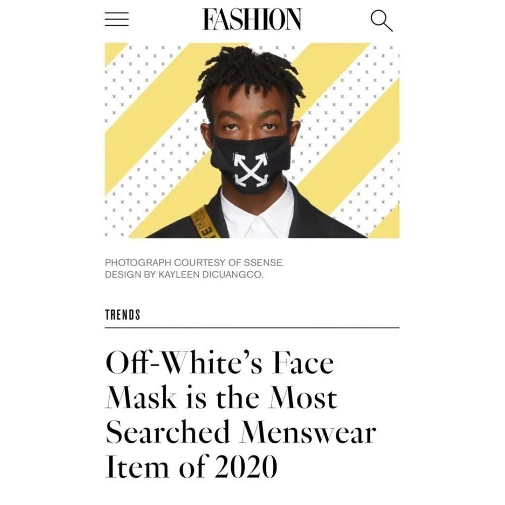 Off-White Arrows Motif “Cut Here” Black Unisex Face Mask NWT